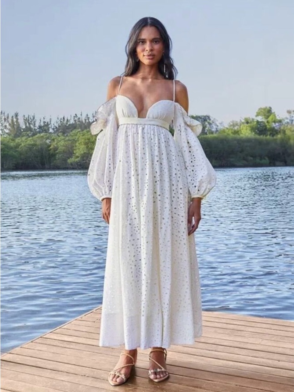 FARM Rio White Eyelet Maxi Dress - Picture 3 of 16